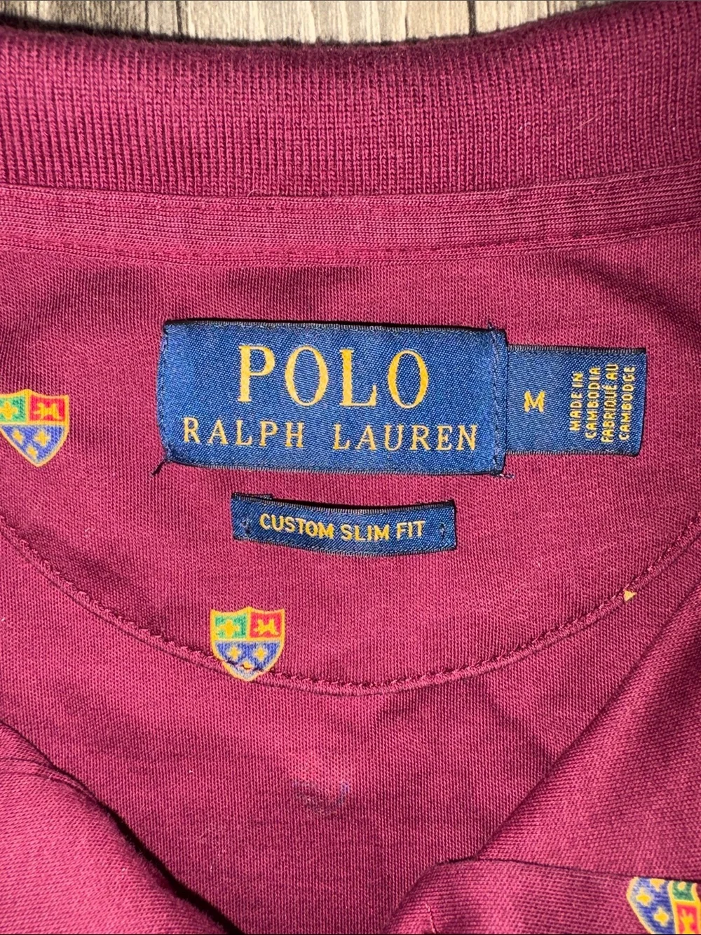 Polo Ralph Lauren Shirt Mens Medium Crest Logo 1/4 Button Burgundy